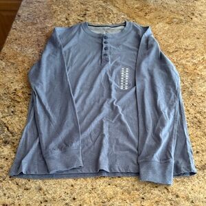 Blue Long Sleeve Henley Shirt